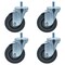 Bk Resources 4-inch Threaded Stem Casters, GY Rubber Wheels, Brake, 300lb Cap, Oil/Grease/Water Resistant, 4PK 4SBR-4ST-GR-PS4 - alternate 3